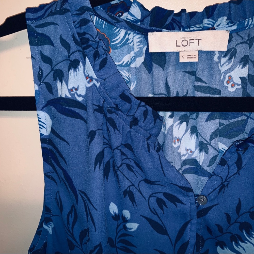 NWOT LOFT Blue Floral Blouse
